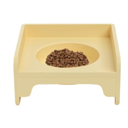 Hundenapf Katzennapfständer | Spleißender Hundenapf - Napfständer for kleine Katzenhunde, erhöhte Katzennäpfe, Katzenzubehör, Haustierkäfignäpfe for Hunde, Welpen(Square cat bowl rack (yellow)) von LSDLOUYAQNG