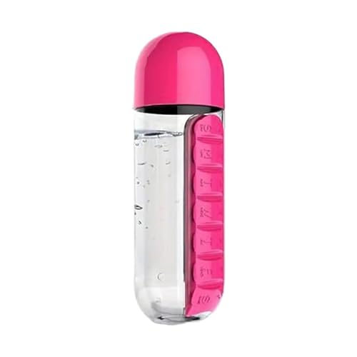 LSDLOUYAQNG 7-Tage-Pillenbox-Organizer 2 in 1 600 ml 7 Gitter Medizinbox Wasserbecher Sport Plastikwasserflasche Kombinieren Sie tägliche Pillendosen Organizer Trinken(Rose Red-1 Pcs) von LSDLOUYAQNG