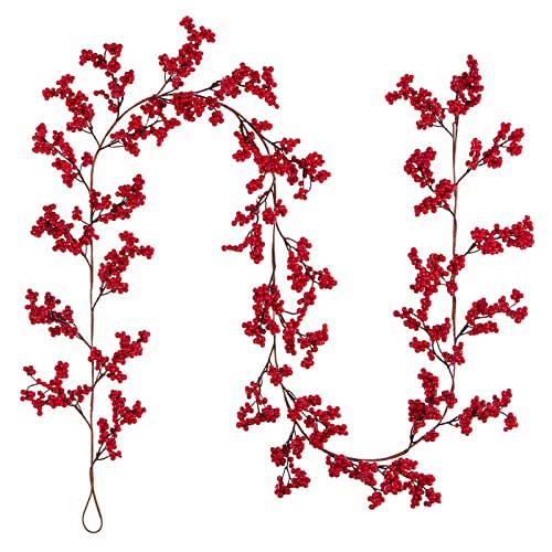 LSFYYDS Rote Beerengirlande, Flexible Künstliche Burgunder-Beerengirlande, Weihnachtsgirlande mit Biegbaren Stielen, Girlande, Weihnachtsdekorationen für Weihnachten, Neujahr, Herbsthochzeit(Rot) von LSFYYDS