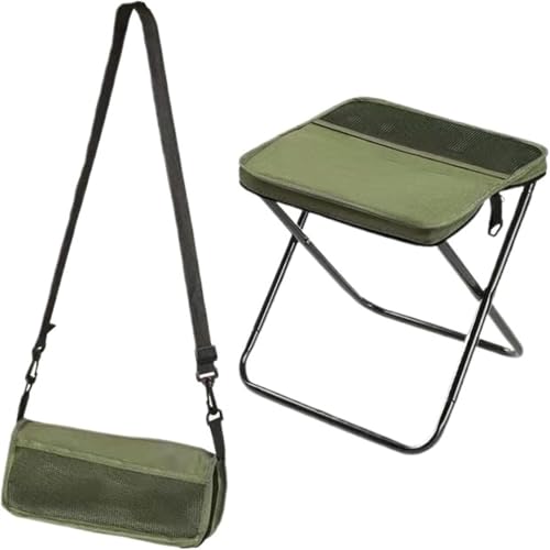 Tragbarer Hocker for Bergsteigen Und Wandern, Faltbarer Rucksackhocker, Kleiner Faltbarer Hocker, Hält Bis Zu 150 Kg, Outdoor-Klappstuhl Mit Reißverschluss(Green,L) von LSFYYDS