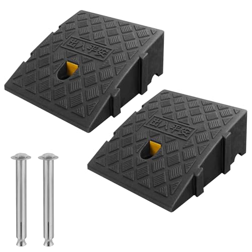 Bordsteinrampe Kunststoff Schwellenrampe 2 Stück tragbar Rampe Rollstuhl Türschwellenrampe robuste Rollstuhlrampe Fahrradrampe für Treppe Scooter (Schwarz, 25×27×11cm) von LSGCQ
