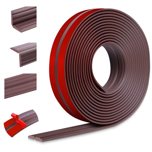 Flexible Zierleisten selbstklebend Kantenschutz Wand Winkelleiste Weichsockelleiste für Wände Böden Eckenschutz (20mm×3m, Braun) von LSGCQ