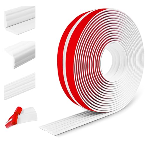 Flexible Zierleisten selbstklebend Kantenschutz Wand Winkelleiste Weichsockelleiste für Wände Böden Eckenschutz (20mm×3m, Weiß) von LSGCQ