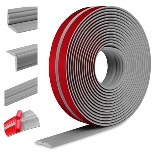 Flexible Zierleisten selbstklebend Kantenschutz Wand Winkelleiste Weichsockelleiste für Wände Böden Eckenschutz (40mm×3m, Grau) von LSGCQ