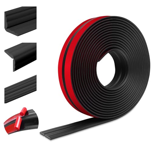 Flexible Zierleisten selbstklebend Kantenschutz Wand Winkelleiste Weichsockelleiste für Wände Böden Eckenschutz (60mm×3m, Schwarz) von LSGCQ