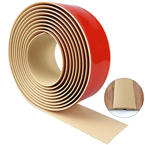 Übergangprofil selbstklebend Vinyl Übergangsleiste Bodenleiste Fußböden Abdeckleisten Holzmaserung Abdeckleisten für Fußböden Übergangsleisten Laminat Ausgleichsprofil (Beige, 300×5cm) von LSGCQ