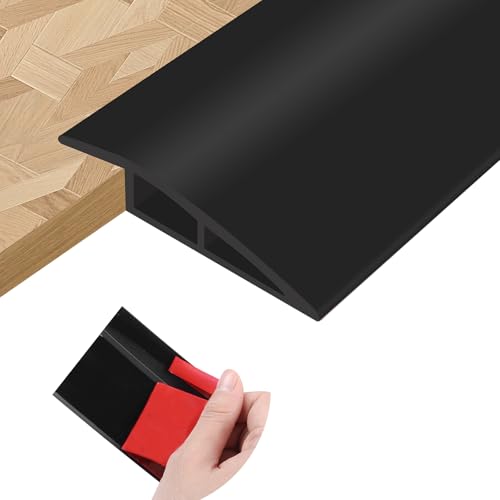 Übergangsprofil selbstklebend Türschwellenrampe Übergangsprofil Höhenausgleich PVC Übergangsleiste Boden Türschwellen Leiste Abdeckleisten für Fußböden Schwellen (Schwarz, 10mm×1m) von LSGCQ