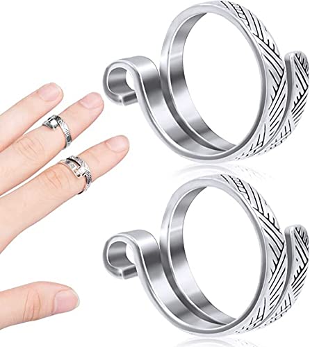 2 Stück Metall Häkelringe, Verstellbarer Verstellbares Strick und Häkelring Spannring Strickschlaufen Fingerhalter Strickkausche Offene Garnführung Fingerhut Häkelnadel Finger Häkel Stricken Zubehör von LSGGTIM