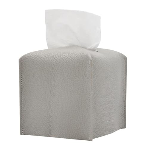 Auto Taschentuchbox Leder, Quadratisch Kosmetiktücherbox PU Leder Tissue Box Faltbar Moderner Taschentuchspender Box Halter für Auto Büro Esszimmer Badezimmer,14cmx14cmx14cm von LSGGTIM