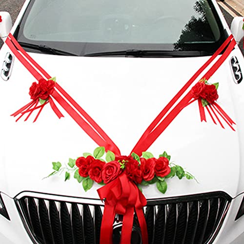 Autoschmuck Hochzeit Braut Paar Rose Deko, Car Wedding Girlande Autodeko Hochzeitsdeko Motorhaube Auto Blumenschmuck Hochzeitsschmuck Hochzeitsauto Deko Brautwagen Girlande Auto Braut Hochzeitsdeko von LSGGTIM