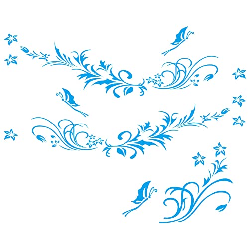 LSGGTIM 3 Stück Autoaufkleber Blumen Groß, 180cm Schmetterlinge Blumenaufkleber Autotattoos PVC Selbstklebend Aufkleber für Karosserie Stoßstange Heckscheibe Tuningsticker Tattoo Auto Ranke Aufkleber von LSGGTIM