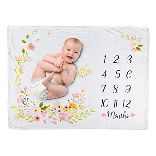 LSGGTIM Baby Monatsdecke Fotodecke, Meilenstein Decke für Neugeborene Mädchen Jungen Weiche Flanell Memory Decken Fotografie Personalisierte Hintergrund Baby Decke Neugeborene Geschenk-100cmx70cm von LSGGTIM