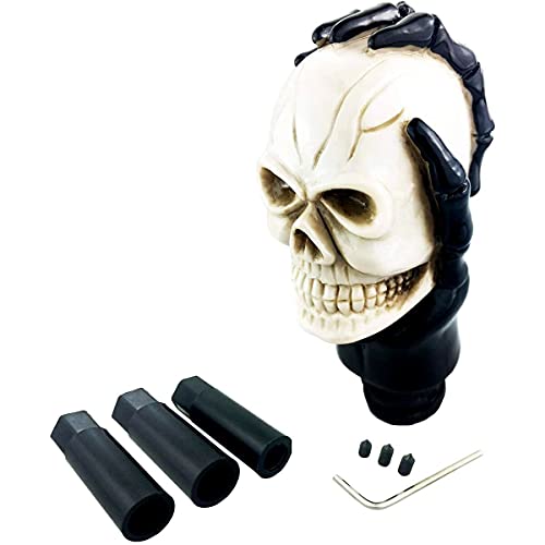 LSGGTIM Totenkopf Schaltknauf, Universal Auto Schaltknauf Schaltgetriebe Automatikgetriebe Skeleton Skull Head Schädel Kopf Geändert Schaltknauf Stick Hebel Shifter Abdeckung, Car Gear Shift Knob von LSGGTIM