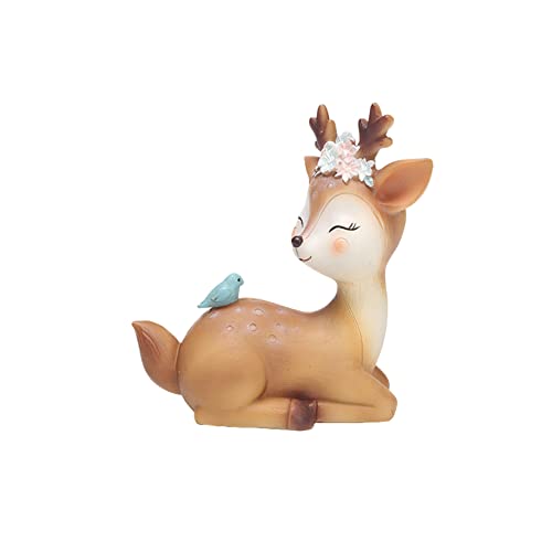 Rentier Hirsch Figur, Weihnachten Tierfigur Dekofigur Süße Hirsch Miniatur Harz Statue Auto Armaturenbrett Dekoration Meditation Tierfiguren Lustig Desktop für Auto Zuhause Party Deko, 11cmx9cm von LSGGTIM