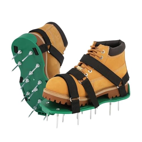LSHBGV Strapazierfähige Rasenbelüfterschuhe mit verstellbaren Klettbändern für Bodenbelüftung, Einheitsgröße, einfach zu verwenden für Hof, Garten und Terrasse von LSHBGV