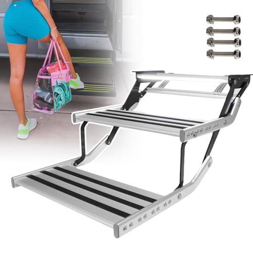 LSHFYV Wohnmobil-Camper-Stufen, klappbare manuelle/elektrische automatische Wohnmobil-Stufen, hochfeste Klappstufe, Aluminium-LED-Licht, Wohnmobil-Camper-Zubehör, für Wohnmobil 2-Step-Manualwithlight LSHFYV Wohnmobil-Camper-Stufen, klappbare manuelle/elektrische automatische Wohnmobil-Stufen, hochfeste Klappstufe, Aluminium-LED-Licht, Wohnmobil-Camper-Zubehör, für Wohnmobil 2-Step-Manualwithlight von LSHFYV