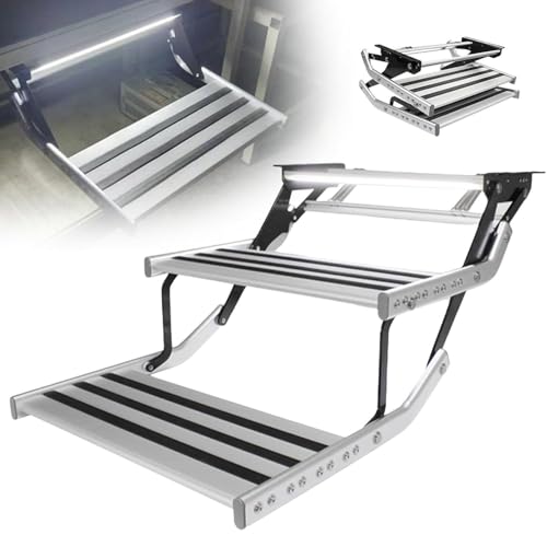 Wohnwagentreppe, klappbare Wohnmobiltreppe mit LED-Licht, manuell elektrisch einziehbare Wohnmobiltreppe, Wohnwagentreppe, klappbar, Aluminiumlegierung, rutschfestes Pedal 2-Step-Manualwithoutlight Wohnwagentreppe, klappbare Wohnmobiltreppe mit LED-Licht, manuell elektrisch einziehbare Wohnmobiltreppe, Wohnwagentreppe, klappbar, Aluminiumlegierung, rutschfestes Pedal 2-Step-Manualwithoutlight von LSHFYV