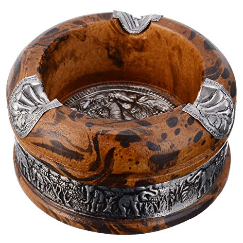 LSHIJI Aschenbecher Vintage Holz Aschenbecher Tablett handgemachte Rauchen Tabak Zigarette Aschenbecher Aschenbecher Fall for das Rauchen zu Hause Aschenbecher Groß von LSHIJI