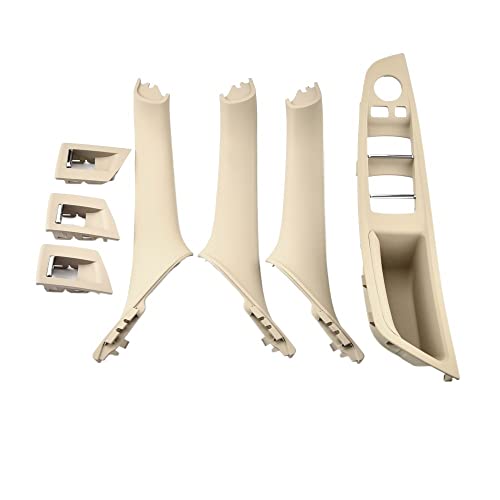 LSHIJI InnentüRgriffe Original Rechtslenker RHD Passende Verwendung for BMW 5er F10 F11 Grau Beige Schwarz Autoinnenraum Türgriff Panel Pull Trim Cover(BeigeWhite RHD 7PCS) von LSHIJI