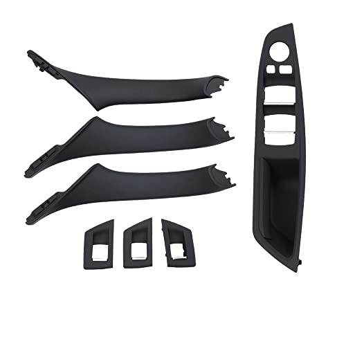 LSHIJI InnentüRgriffe Right Driver Cars RHD Internal Armrest Panel Door Handle Cover Trim 7pcs Set Replacement Fit Use For BMW 5 Series F10 F11 520i 523i 525i(Model A Black) von LSHIJI