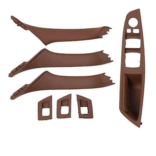 LSHIJI InnentüRgriffe Right Driver Cars RHD Internal Armrest Panel Door Handle Cover Trim 7pcs Set Replacement Fit Use For BMW 5 Series F10 F11 520i 523i 525i(Model A Brown) von LSHIJI