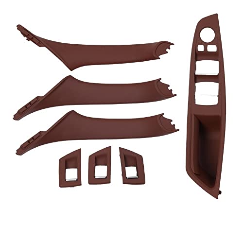 LSHIJI InnentüRgriffe Right Driver Cars RHD Internal Armrest Panel Door Handle Cover Trim 7pcs Set Replacement Fit Use For BMW 5 Series F10 F11 520i 523i 525i(Model A Redbrown) von LSHIJI
