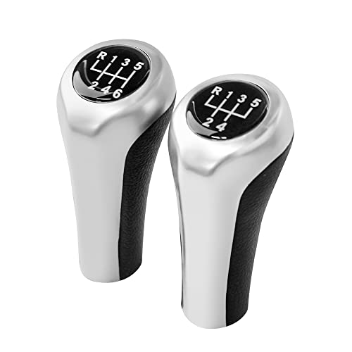 LSHIJI Schaltknauf 1 Stück Silber 5/6 Geschwindigkeit Auto Schaltknauf passend for BMW for E46 E53 E60 E61 E63 E65 E81 E82 E83 E87 E90 E91 E92 1356 Serie X1 X3 X5(6 Speed) von LSHIJI