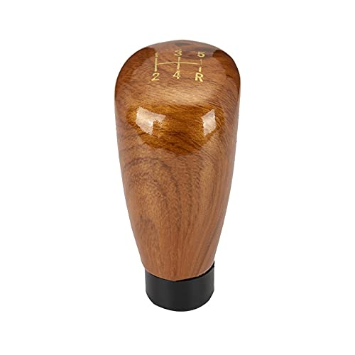 LSHIJI Schaltknauf 5-fach Universal-Auto-Gang-Schaltknopf-Stick-Hebel-Manuelle Getriebe-Griff-Griff-Kohlefaserabdeckung Hülle Zubehör Auto Innenteile(Imitation Mahogany) von LSHIJI
