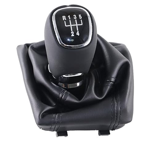 LSHIJI Schaltknauf Chrom- Und Leder-Auto-Umschaltgetriebe-Knopfhebel Gaitor-Boot-Abdeckung Fit For Skoda Octavia A7 MK3 2014-2017. Dekoration Zubehör(5 speed set) von LSHIJI