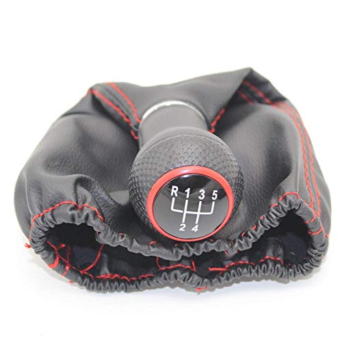 LSHIJI Schaltknauf Geeignet for Sitz Ibiza 1996 1997 1998 1999 2000 2001 5 Geschwindigkeitsauto-Gang-Stick-Schaltknopf mit Pu. Lederstiefel(Noir) von LSHIJI