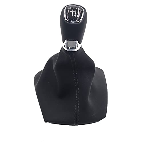 LSHIJI Schaltknauf Leder-Auto-Umschaltgetriebe-Knopfhebel Gaiter-Boot-Abdeckung Fit For Skoda Octavia A5 A6 2004-2012(6 speed set) von LSHIJI