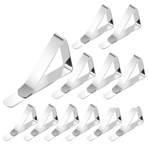 LSHIJI Tischdeckenklammern 4-12 stücke Edelstahl Tischdecke Clip Hochzeit Picknick Tisch Abdeckung Clip Halter Tischdecke Stabile Clips for Home Feste Clip Tischtuchklammern(12Pcs) von LSHIJI