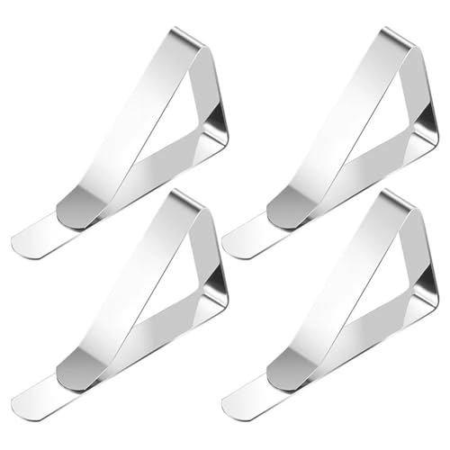 LSHIJI Tischdeckenklammern 4-12 stücke Edelstahl Tischdecke Clip Hochzeit Picknick Tisch Abdeckung Clip Halter Tischdecke Stabile Clips for Home Feste Clip Tischtuchklammern(4Pcs) von LSHIJI