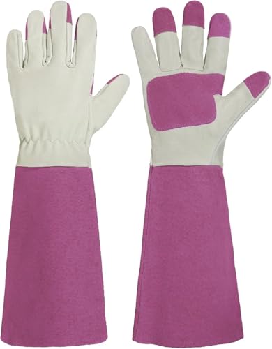 LSHMING 2 Paar Gartenhandschuhe for Rosenschneiden for Männer und Frauen, Lange Stulpe(Red,M) von LSHMING