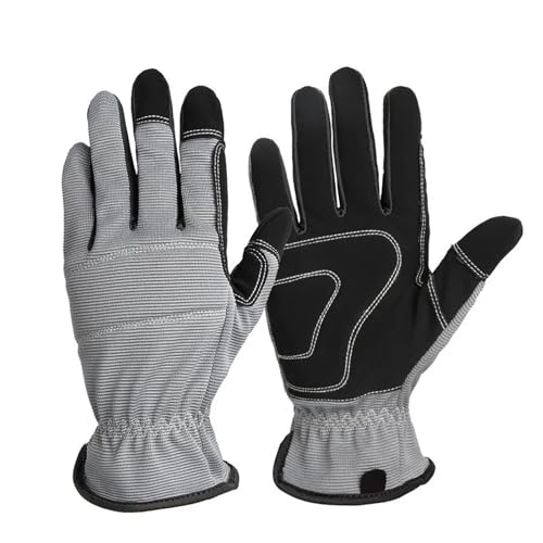 LSHMING 3 Paar Handschuhe Garten Touchscreen Hofarbeit Graben, Pflanzen, Beschneiden(Gray,L) von LSHMING