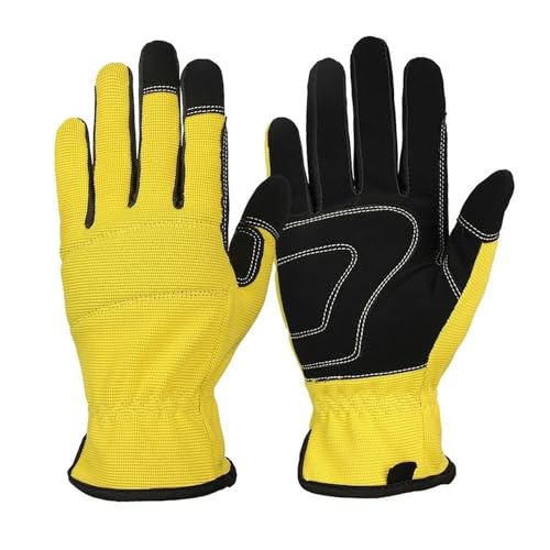 LSHMING 3 Paar Handschuhe Garten Touchscreen Hofarbeit Graben, Pflanzen, Beschneiden(Yellow,L) von LSHMING