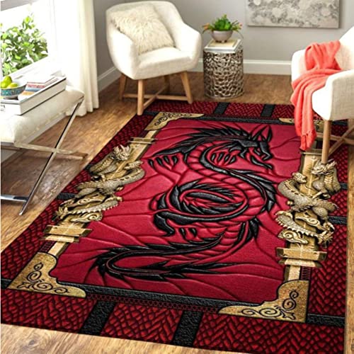 LSHTAR Drache mit Rosenmuster Teppich Rutschfester Teppich Fußmatte Kinderzimmerteppich für Schlafzimmer Wohnzimmer Küchenmatten 120×160cm LSHTAR Drache mit Rosenmuster Teppich Rutschfester Teppich Fußmatte Kinderzimmerteppich für Schlafzimmer Wohnzimmer Küchenmatten 120×160cm von LSHTAR