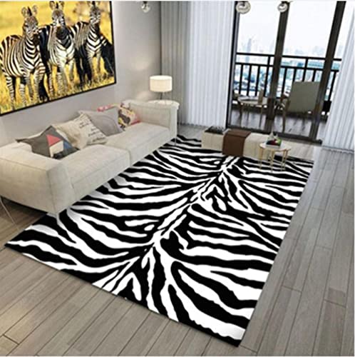 LSHTAR Zebra Muster Teppich Wohnzimmer Schlafzimmer Teppiche Anti-Rutsch-Fußmatten Teppiche Wohnkultur 120×180cm von LSHTAR