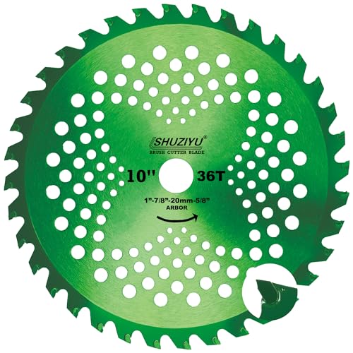 LSHUZIYU 254mm-36T, 25.4mm Dorn mit Adapter 22.23-20-16mm, Große Hartmetallspitze, Freischneiderklinge, Freischneider Sägeblatt, Unkrautklinge, Dickichtmesser, Freischneider Messer von LSHUZIYU