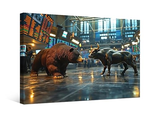 LSIUHWUWI Trading Bull Art Leinwanddruck, Bürodekoration, Händler, Bär und Stier, Statue an einer Börse, Wanddekoration, Börsenmarkt, Investitionsposter für Wohnzimmer, Schlafzimmer, Dekoration, 30,5 LSIUHWUWI Trading Bull Art Leinwanddruck, Bürodekoration, Händler, Bär und Stier, Statue an einer Börse, Wanddekoration, Börsenmarkt, Investitionsposter für Wohnzimmer, Schlafzimmer, Dekoration, 30,5 von LSIUHWUWI