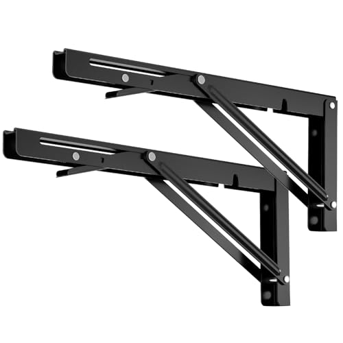 Klappkonsole Schwerlast 300 mm, LSK Klappwinkel 90 Grad Schwarz 2 PCS Metall Klappregalhalterungen 30,5 cm Klappscharnier für Klapptisch Wandmontage Wandtisch Klappbar Wandregal Tragkraft 100KG von LSK