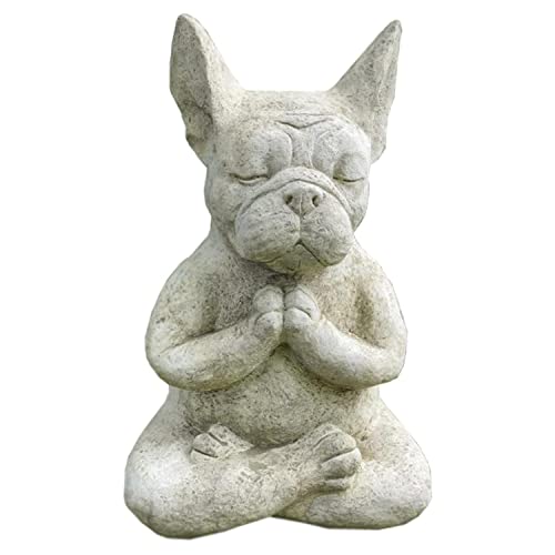 LSLANSOON Bulldogge Buddha-Statue, meditierende Yoga-Hund-Figur, dekoratives Tischplatten-Sammlerstück, für Heimdekoration, Garten, Hof von LSLANSOON