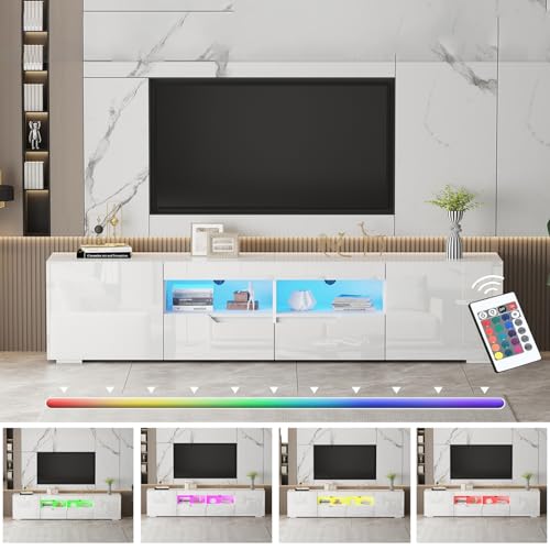LSLIFE TV Schrank mit LED-Beleuchtung (Weiß) von LSLIFE
