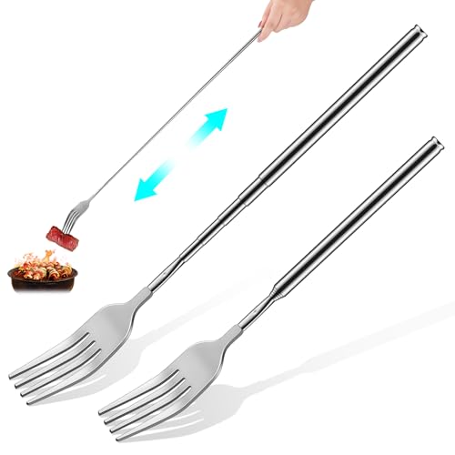 Ausziehbare Gabeln, 21,6 bis 65,4 cm lang, Edelstahl-Teleskopgabeln mit ausziehbarem Griff für Grillgeschirr, Abendessen, Obst, Dessert, 3 Stück Ausziehbare Gabeln, 21,6 bis 65,4 cm lang, Edelstahl-Teleskopgabeln mit ausziehbarem Griff für Grillgeschirr, Abendessen, Obst, Dessert, 3 Stück von LSLYHTC