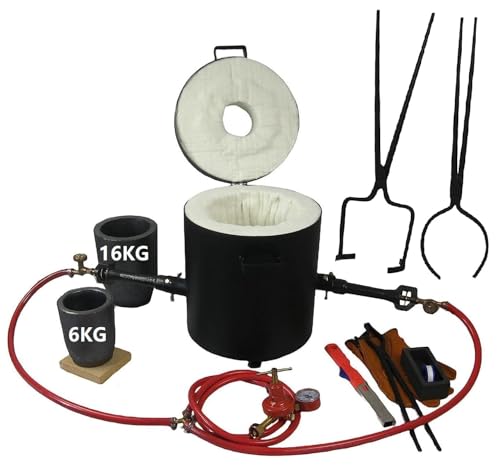 LSMIITTH 16KG Großer Propan-Schmelzofen mit Tiegeln und Tiegelzangen, Gießerei-Klin für Metall Gold Silber Kupfer Aluminium Full Casting Tool Kit von LSMIITTH