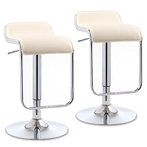 LSMK Drehhocker 2er Set Barhocker, Barhocker Mit Verstellbarer Thekenhöhe Drehstuhl Aus Metall Für Home Kitchen Island Dining Decor, Mit Fußstütze Und Großem Tellerfuß (Color : Beige Set of 2) von LSMK