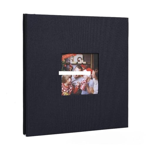 Fotoalbum 16 Zoll Leinen Selbstklebendes Fotoalbum mit offenem Fenster DIY Große Kapazität Handgefertigte kreative Geschenke Zeichnen Sie das Wachstum von Kindern auf(Black) von LSNNMU
