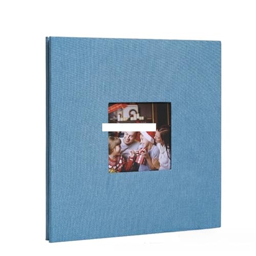 Fotoalbum 16 Zoll Leinen Selbstklebendes Fotoalbum mit offenem Fenster DIY Große Kapazität Handgefertigte kreative Geschenke Zeichnen Sie das Wachstum von Kindern auf(Blue) von LSNNMU