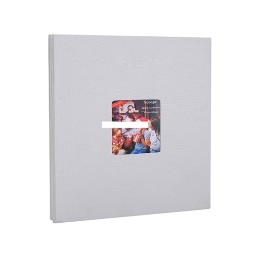 Fotoalbum 16 Zoll Leinen Selbstklebendes Fotoalbum mit offenem Fenster DIY Große Kapazität Handgefertigte kreative Geschenke Zeichnen Sie das Wachstum von Kindern auf(Grey) von LSNNMU
