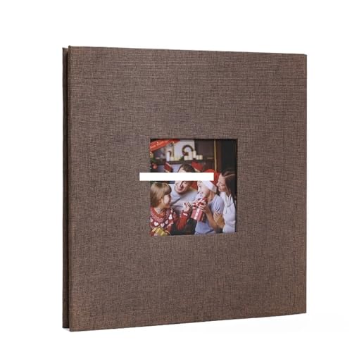 Fotoalbum 16 Zoll Leinen Selbstklebendes Fotoalbum mit offenem Fenster DIY Große Kapazität Handgefertigte kreative Geschenke Zeichnen Sie das Wachstum von Kindern auf(Khaki) von LSNNMU